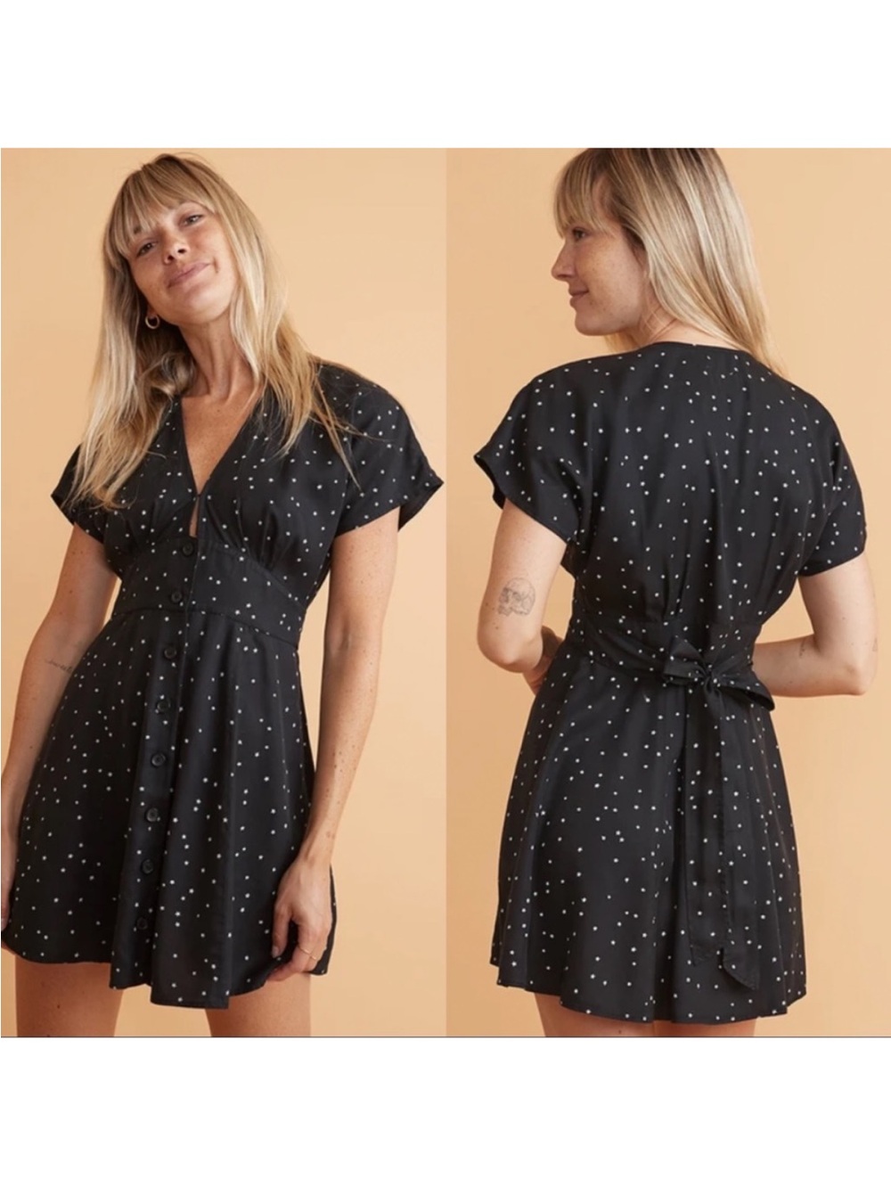 Marine Layer Camila Eclipse Star Print Mini Dress Sz S Lyocell - Picture 2 of 11